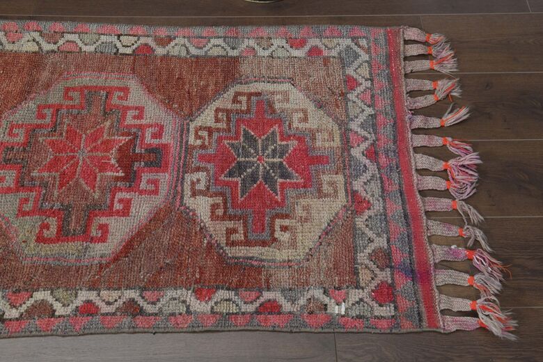 Faded Red Pink Runner Rug