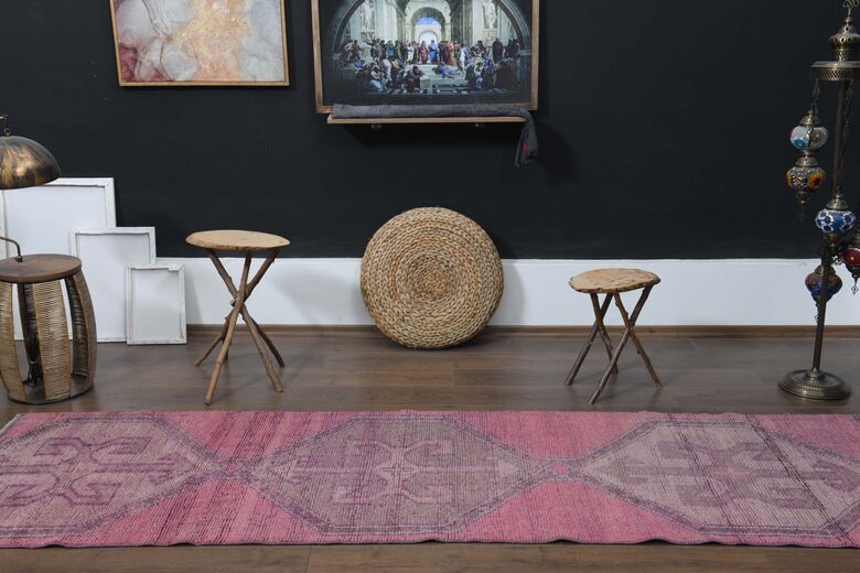 Handmade Pink Runner Rug