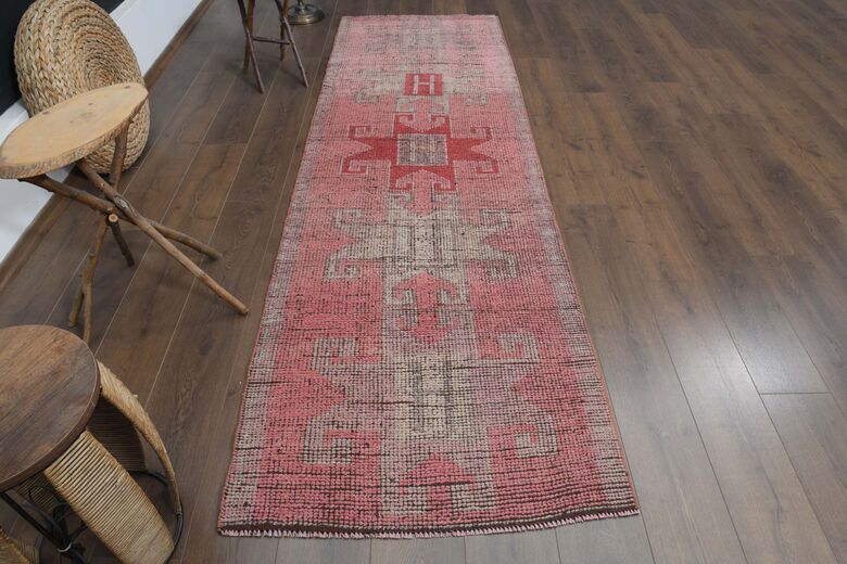 Pink Red Antique Runner Rug