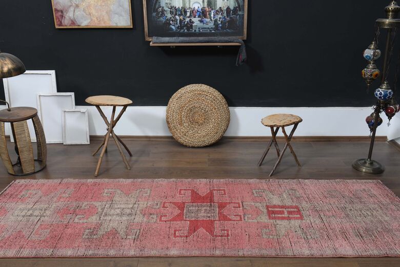 Pink Red Antique Runner Rug