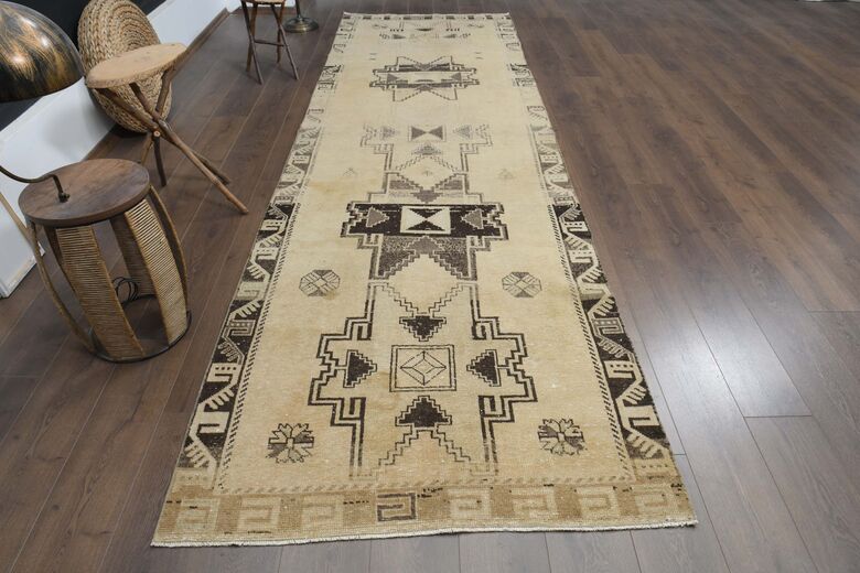 Distressed Beige Runner Rug