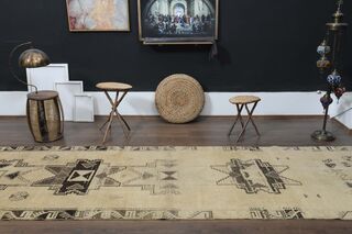 Distressed Beige Runner Rug - Thumbnail