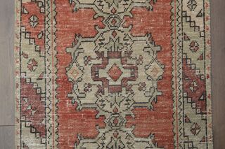 Orange Beige Vintage Rug - Thumbnail