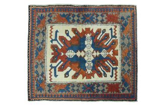 Navy Blue Orange Area Rug - Thumbnail