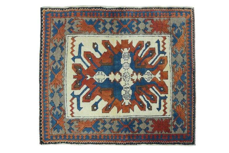 Navy Blue Orange Area Rug