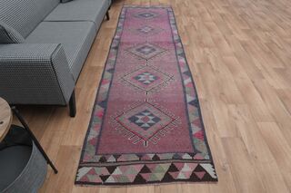 Handmade Purple Runner Rug - Thumbnail