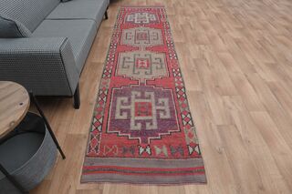 Red Purple Vintage Runner Rug - Thumbnail