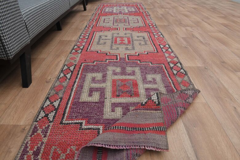 Red Purple Vintage Runner Rug