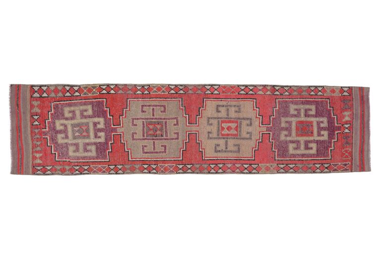 Red Purple Vintage Runner Rug