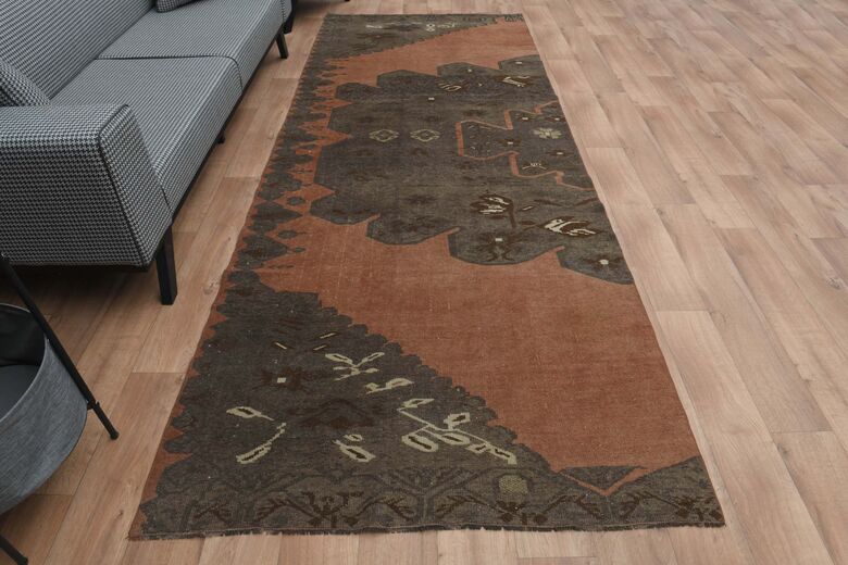 Dark Orange Brown Runner Rug