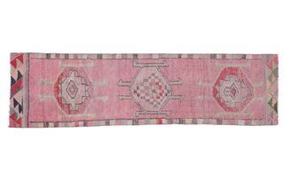 Distressed Pink Runner Rug - Thumbnail