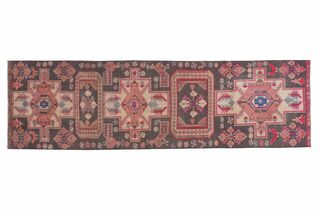 Pink Brown Hallway Runner Rug - Thumbnail