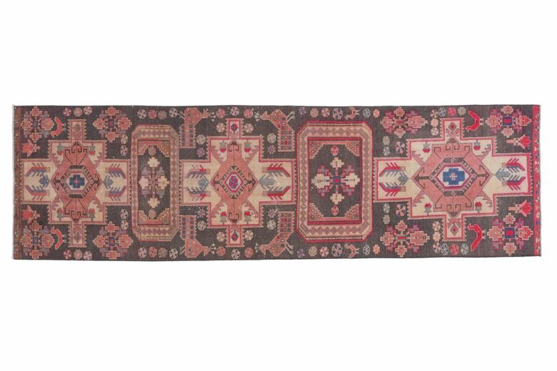 Pink Brown Hallway Runner Rug