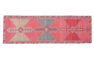 Pink Geometric Vintage Runner Rug - Thumbnail