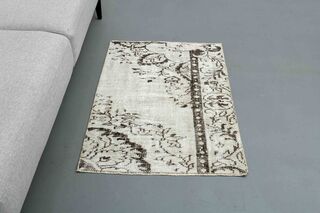 Beige Brown Original Vintage Rug - Thumbnail