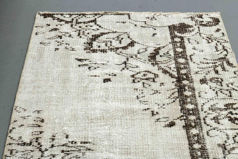 Beige Brown Original Vintage Rug