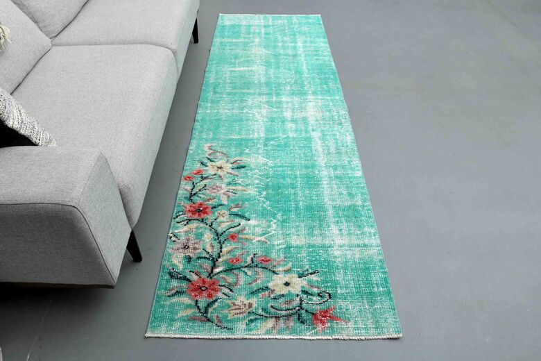 Floral Green Turkish Vintage Runner