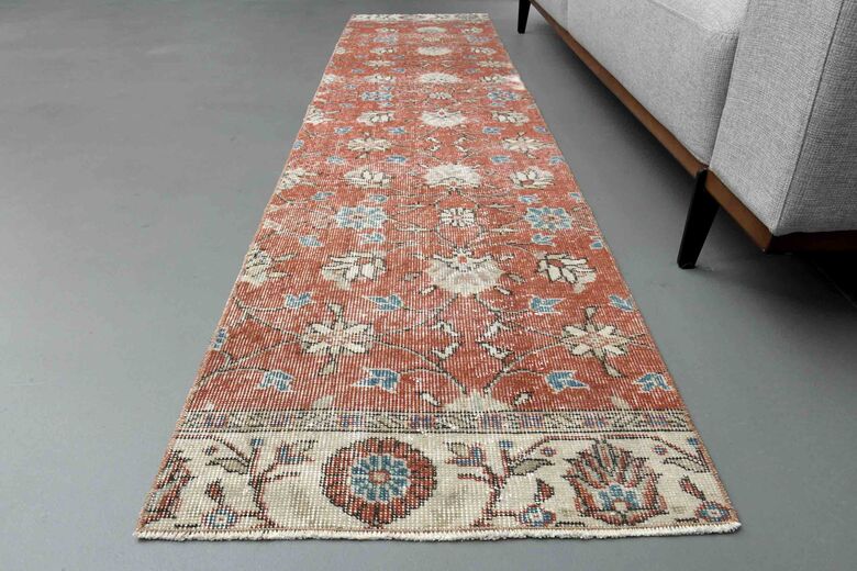 Wool Oushak Vintage Runner