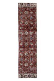 Red Floral Pattern Vintage Runner - Thumbnail