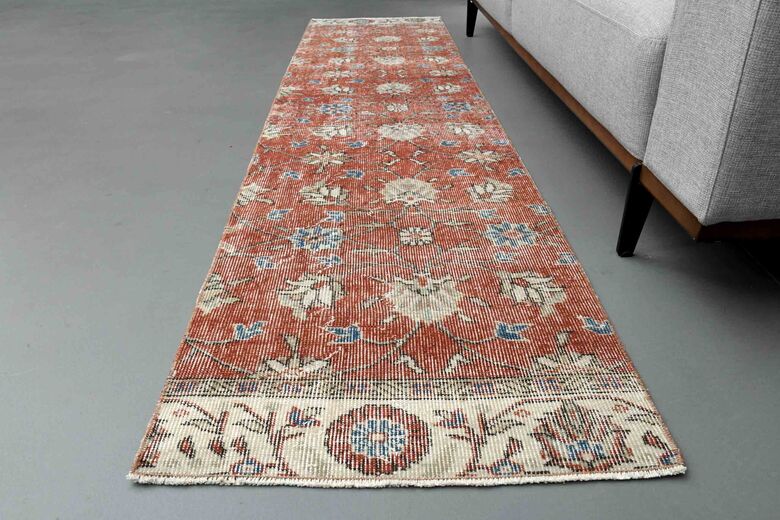 Red Floral Pattern Vintage Runner