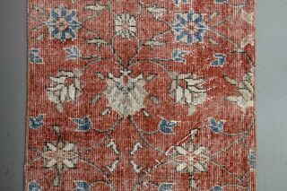 Red Floral Pattern Vintage Runner - Thumbnail