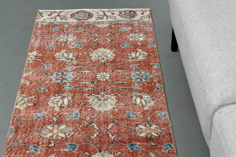 Red Floral Pattern Vintage Runner