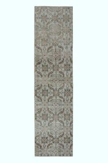 Beige Floral Vintage Runner - Thumbnail