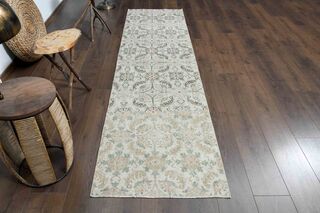 Beige Floral Vintage Runner - Thumbnail