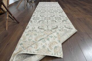 Beige Floral Vintage Runner - Thumbnail