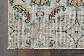 Beige Floral Vintage Runner - Thumbnail