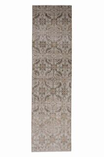 Floral Pattern Beige Turkish Runner - Thumbnail