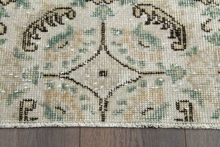 Floral Pattern Beige Turkish Runner - Thumbnail