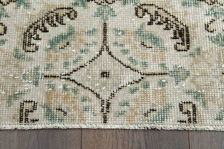 Floral Pattern Beige Turkish Runner