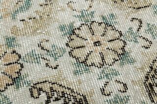 Floral Pattern Beige Turkish Runner - Thumbnail