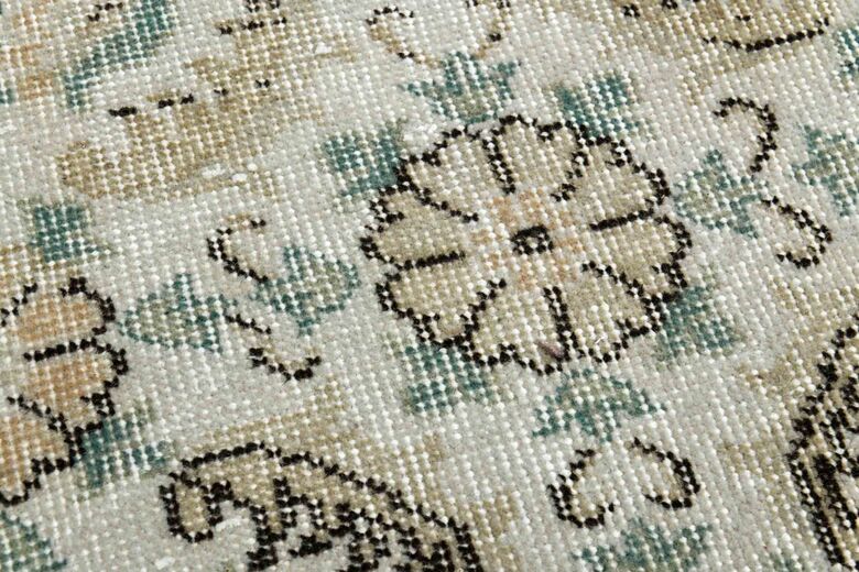 Floral Pattern Beige Turkish Runner