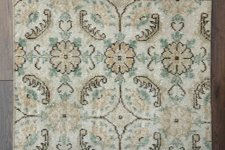 Floral Pattern Beige Turkish Runner