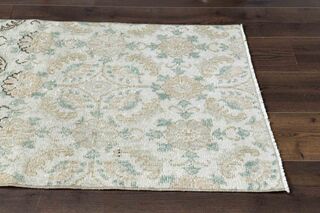 Floral Pattern Beige Turkish Runner - Thumbnail