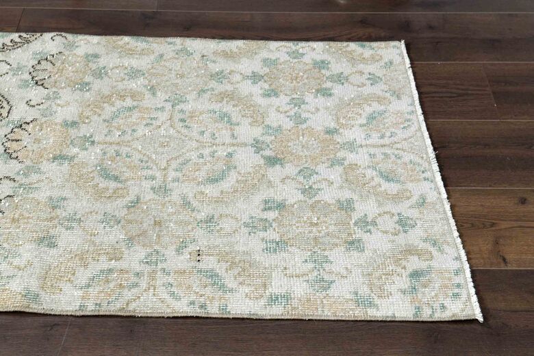 Floral Pattern Beige Turkish Runner