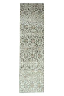 Floral Pattern Beige Turkish Runner - Thumbnail