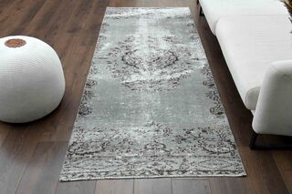 Wool Floral Pattern Vintage Runner - Thumbnail