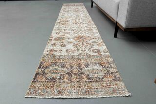 Unique Floral Vintage Turkish Runner - Thumbnail