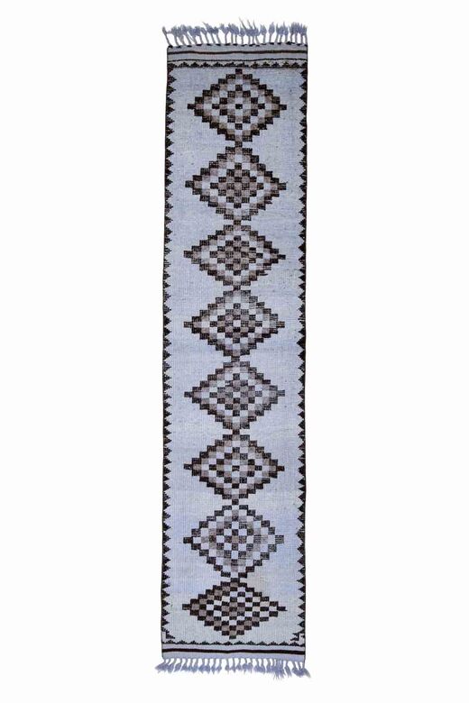 Retro Blue Turkish Runner Rug