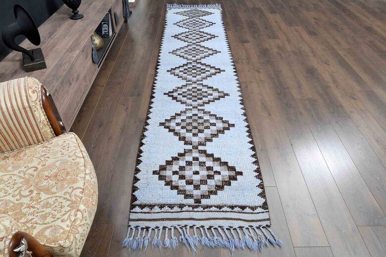 Retro Blue Turkish Runner Rug