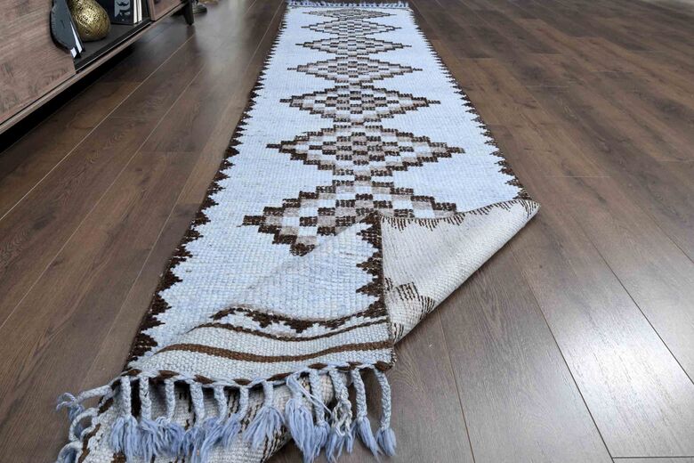 Retro Blue Turkish Runner Rug