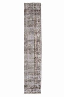 Wool Brown Vintage Runner Rug - Thumbnail