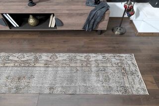 Wool Brown Vintage Runner Rug - Thumbnail