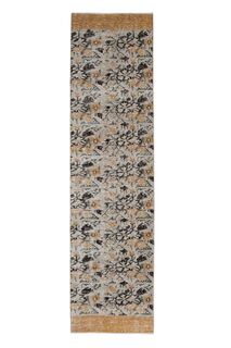 Floral Pattern Wool Turkish Runner - Thumbnail