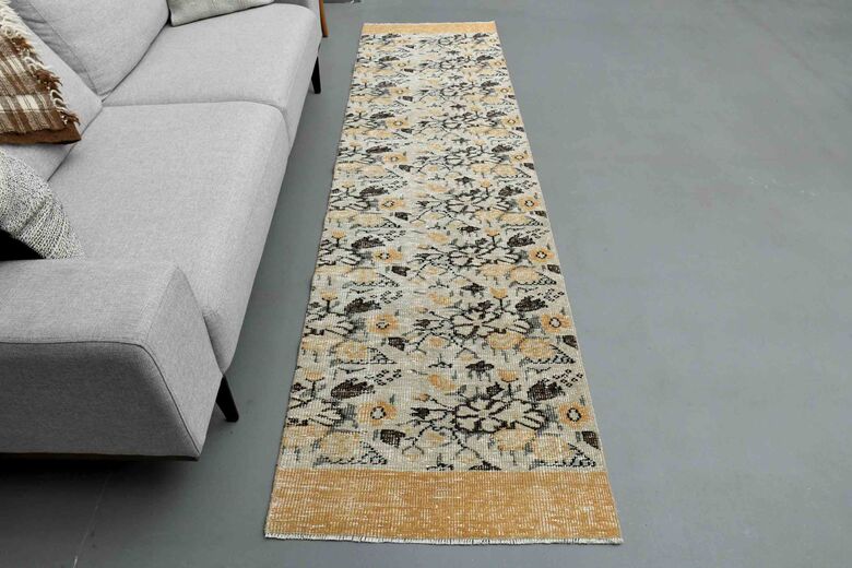 Floral Pattern Wool Turkish Runner