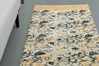 Floral Pattern Wool Turkish Runner - Thumbnail