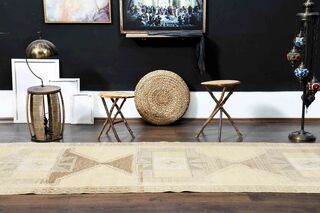 Beige Turkish Runner Rug - Thumbnail